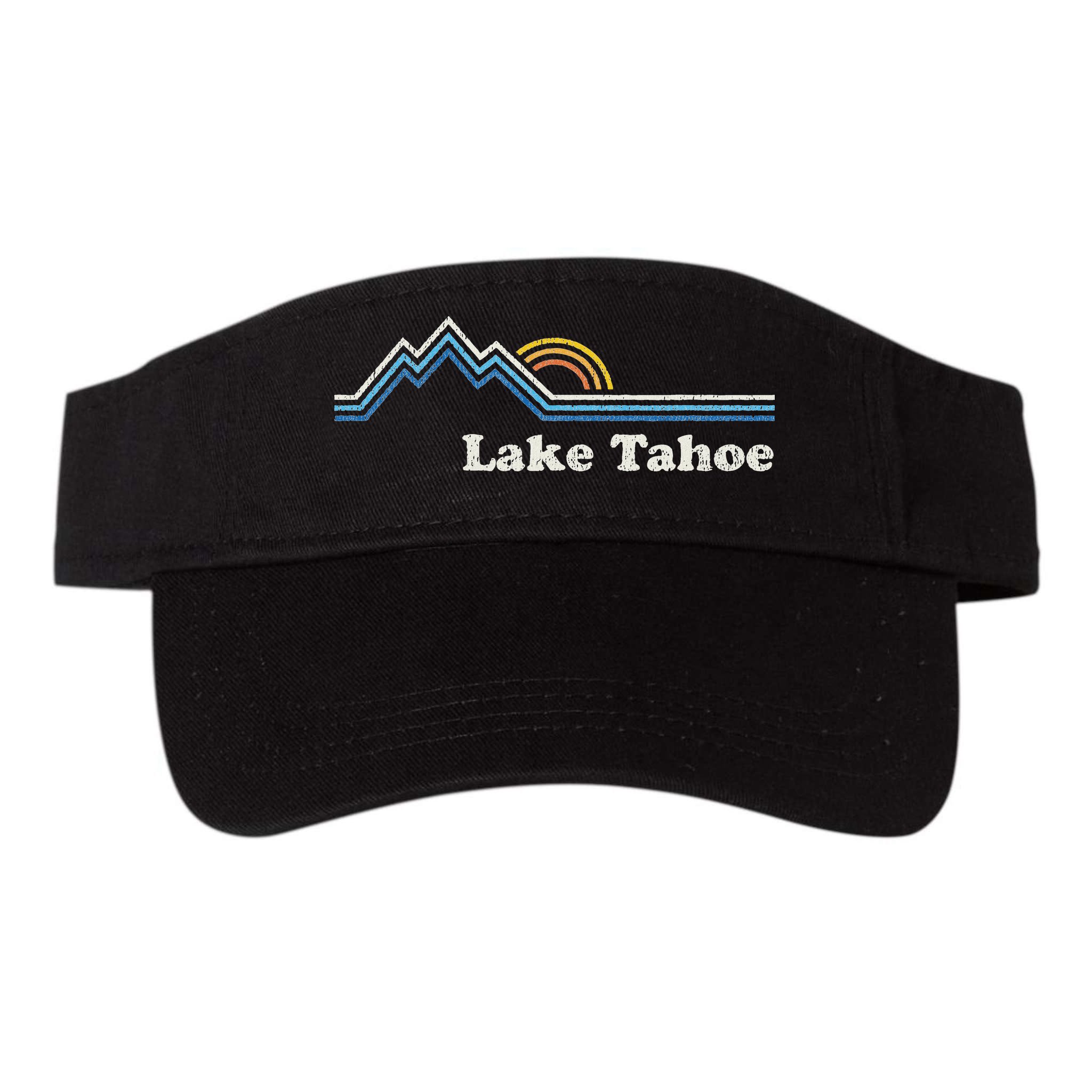 Retro Lake Tahoe California Vintage Sunrise Mountain Visor