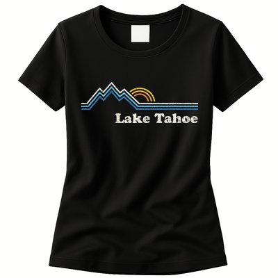 Retro Lake Tahoe California Vintage Sunrise Mountain Womens T-Shirt