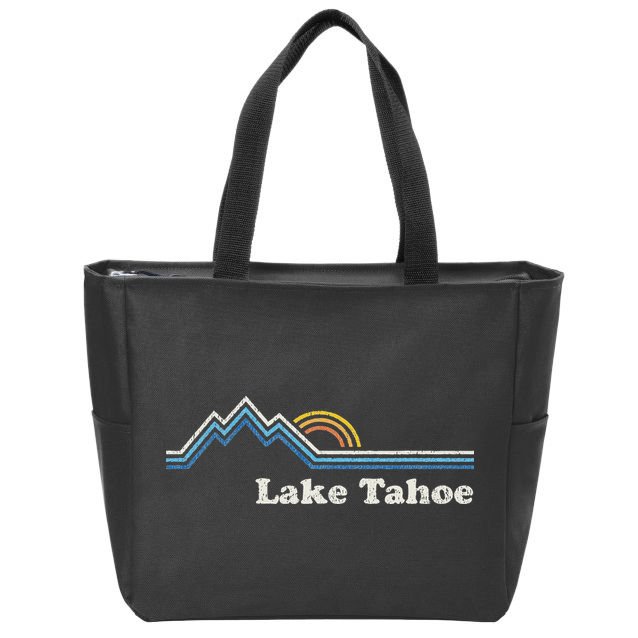 Retro Lake Tahoe California Vintage Sunrise Mountain Zip Tote Bag