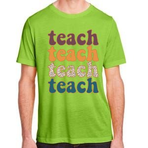 Retro Leopard Teach For Teacher Elementary School Adult ChromaSoft Performance T-Shirt