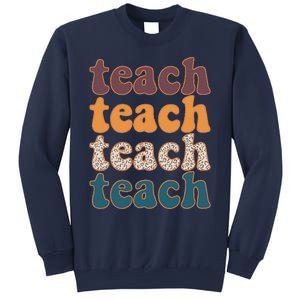 Retro Leopard Teach For Teacher Elementary School Sweatshirt