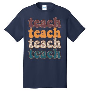 Retro Leopard Teach For Teacher Elementary School Tall T-Shirt