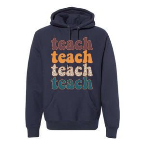 Retro Leopard Teach For Teacher Elementary School Premium Hoodie