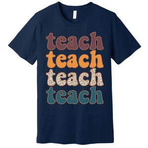 Retro Leopard Teach For Teacher Elementary School Premium T-Shirt