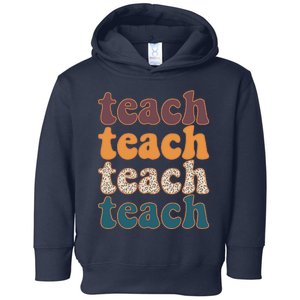 Retro Leopard Teach For Teacher Elementary School Toddler Hoodie