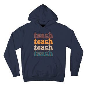 Retro Leopard Teach For Teacher Elementary School Tall Hoodie