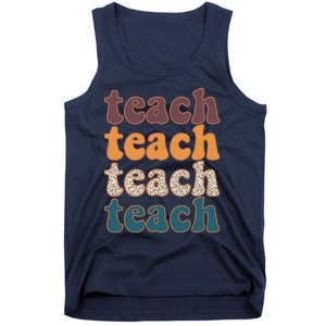 Retro Leopard Teach For Teacher Elementary School Tank Top