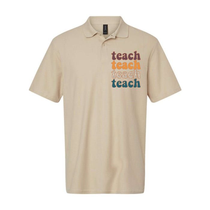 Retro Leopard Teach For Teacher Elementary School Softstyle Adult Sport Polo