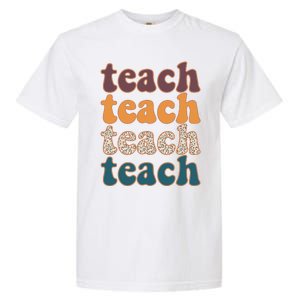 Retro Leopard Teach For Teacher Elementary School Garment-Dyed Heavyweight T-Shirt