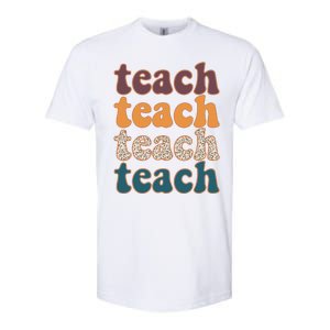 Retro Leopard Teach For Teacher Elementary School Softstyle CVC T-Shirt