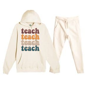 Retro Leopard Teach For Teacher Elementary School Premium Hooded Sweatsuit Set