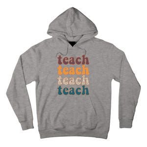 Retro Leopard Teach For Teacher Elementary School Tall Hoodie