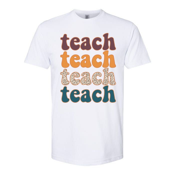 Retro Leopard Teach For Teacher Elementary School Softstyle CVC T-Shirt