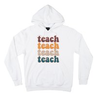 Retro Leopard Teach For Teacher Elementary School Hoodie