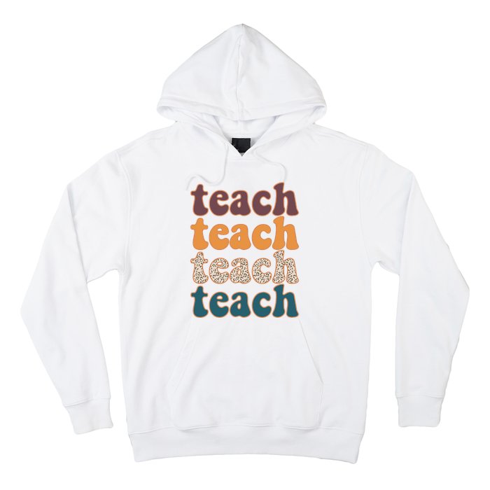 Retro Leopard Teach For Teacher Elementary School Hoodie