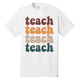 Retro Leopard Teach For Teacher Elementary School Tall T-Shirt