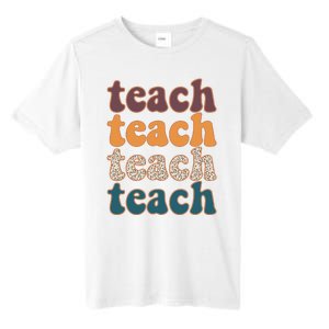 Retro Leopard Teach For Teacher Elementary School Tall Fusion ChromaSoft Performance T-Shirt