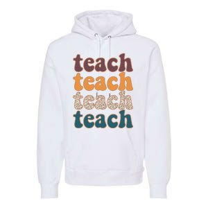 Retro Leopard Teach For Teacher Elementary School Premium Hoodie