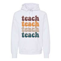 Retro Leopard Teach For Teacher Elementary School Premium Hoodie