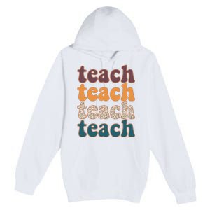 Retro Leopard Teach For Teacher Elementary School Premium Pullover Hoodie