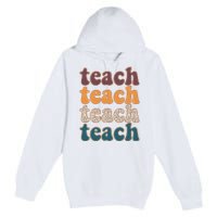 Retro Leopard Teach For Teacher Elementary School Premium Pullover Hoodie