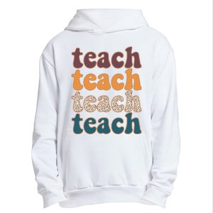 Retro Leopard Teach For Teacher Elementary School Urban Pullover Hoodie