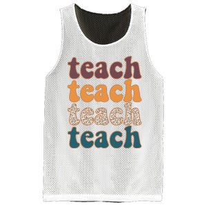 Retro Leopard Teach For Teacher Elementary School Mesh Reversible Basketball Jersey Tank