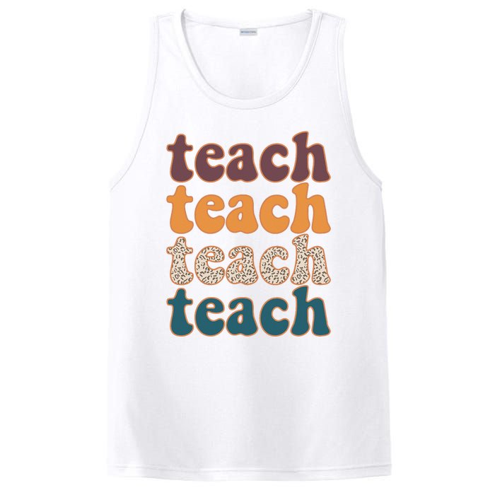 Retro Leopard Teach For Teacher Elementary School PosiCharge Competitor Tank