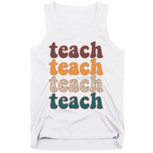 Retro Leopard Teach For Teacher Elementary School Tank Top