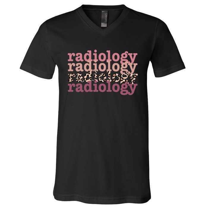 Radiology Leopard Technician Xray Tech Boho Nurse V-Neck T-Shirt