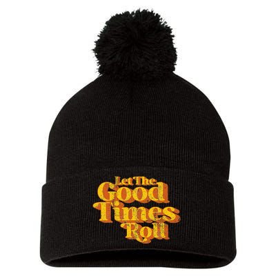 Retro Let The Good Times Roll Pom Pom 12in Knit Beanie