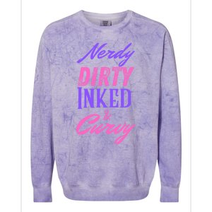 Reading Lovers Tattoo Design Nerdy Dirty Inked And Curvy Gift Colorblast Crewneck Sweatshirt