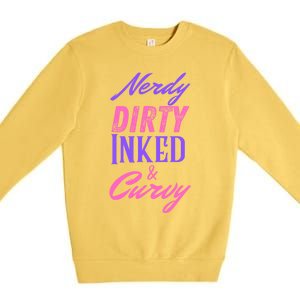 Reading Lovers Tattoo Design Nerdy Dirty Inked And Curvy Gift Premium Crewneck Sweatshirt