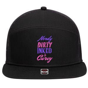 Reading Lovers Tattoo Design Nerdy Dirty Inked And Curvy Gift 7 Panel Mesh Trucker Snapback Hat