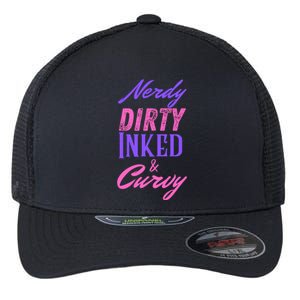 Reading Lovers Tattoo Design Nerdy Dirty Inked And Curvy Gift Flexfit Unipanel Trucker Cap