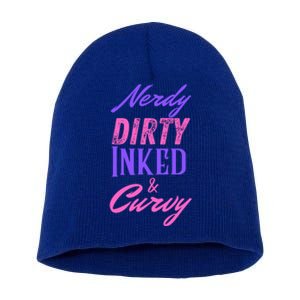 Reading Lovers Tattoo Design Nerdy Dirty Inked And Curvy Gift Short Acrylic Beanie