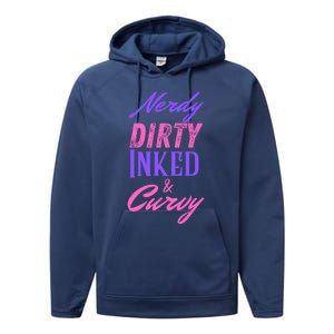 Reading Lovers Tattoo Design Nerdy Dirty Inked And Curvy Gift Performance Fleece Hoodie