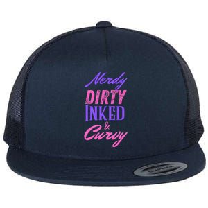 Reading Lovers Tattoo Design Nerdy Dirty Inked And Curvy Gift Flat Bill Trucker Hat