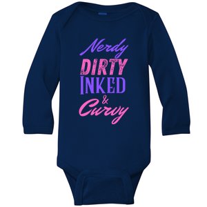 Reading Lovers Tattoo Design Nerdy Dirty Inked And Curvy Gift Baby Long Sleeve Bodysuit