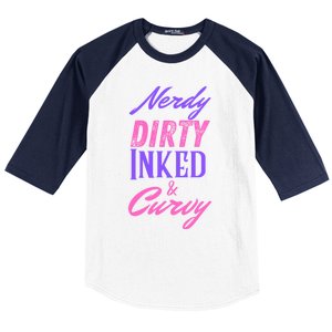 Reading Lovers Tattoo Design Nerdy Dirty Inked And Curvy Gift Baseball Sleeve Shirt