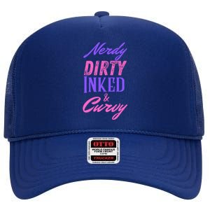 Reading Lovers Tattoo Design Nerdy Dirty Inked And Curvy Gift High Crown Mesh Back Trucker Hat