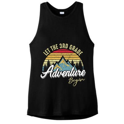 Retro Let the 3rd Grade Adventure Begin Fourth Grade Teacher Ladies PosiCharge Tri-Blend Wicking Tank