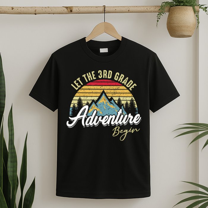 Retro Let the 3rd Grade Adventure Begin Fourth Grade Teacher T-Shirt