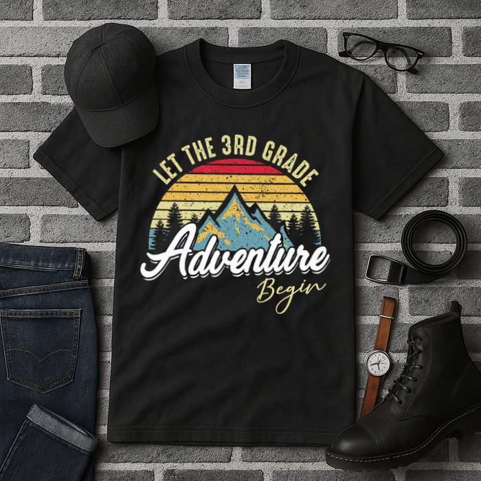 Retro Let the 3rd Grade Adventure Begin Fourth Grade Teacher Tall T-Shirt