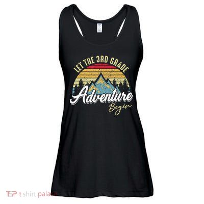 Retro Let the 3rd Grade Adventure Begin Fourth Grade Teacher Ladies Essential Flowy Tank