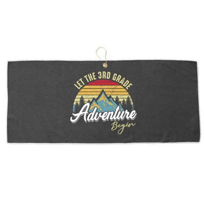 Retro Let the 3rd Grade Adventure Begin Fourth Grade Teacher Large Microfiber Waffle Golf Towel