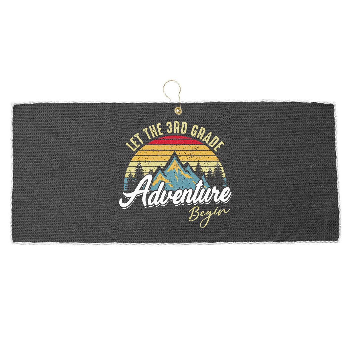 Retro Let the 3rd Grade Adventure Begin Fourth Grade Teacher Large Microfiber Waffle Golf Towel