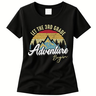 Retro Let the 3rd Grade Adventure Begin Fourth Grade Teacher Womens T-Shirt