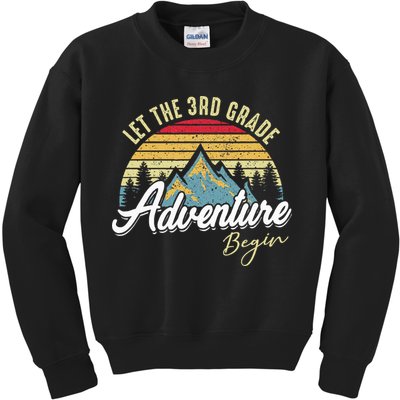 Retro Let the 3rd Grade Adventure Begin Fourth Grade Teacher Kids Sweatshirt
