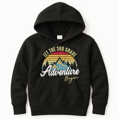 Retro Let the 3rd Grade Adventure Begin Fourth Grade Teacher Kids Hoodie